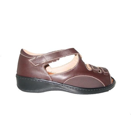 Zapato Doble Velcro Lycra Marron